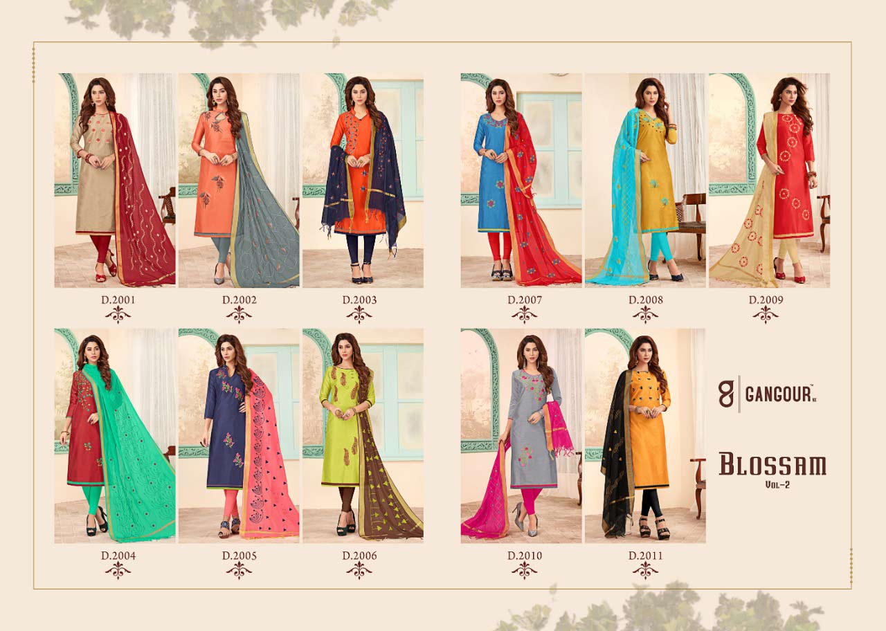 Gangour Blossom Vol 2 Long Slub Casual Wear Suits Gangour Blossom Vol 2 Long Slub Casual Wear Suits
